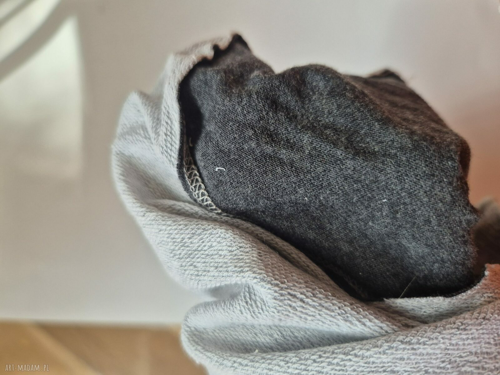 Czapka szara unisex Smerfetka bez podszewki - ręcznie dziana na co dzień