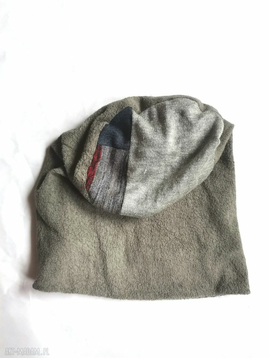 Czapka Szara Smerfetka w stylu Frida Folk - unisex na podszewce z frędzlami