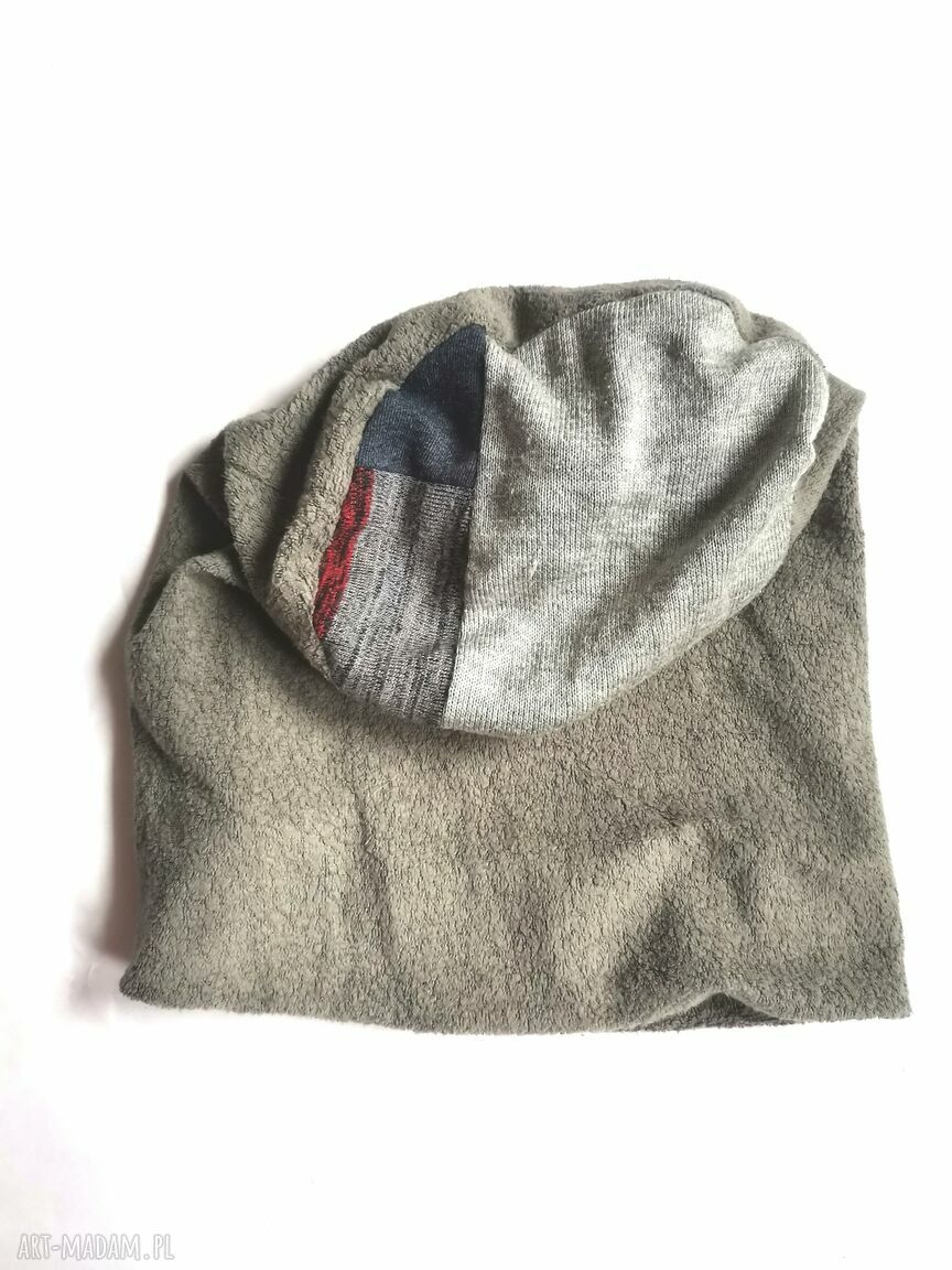 Czapka Szara Smerfetka w stylu Frida Folk - unisex na podszewce z frędzlami