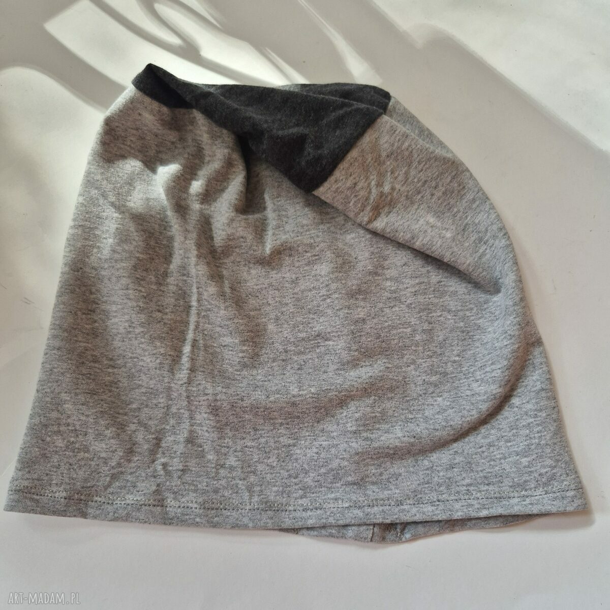 Czapka szara unisex Smerfetka bez podszewki - ręcznie dziana na co dzień