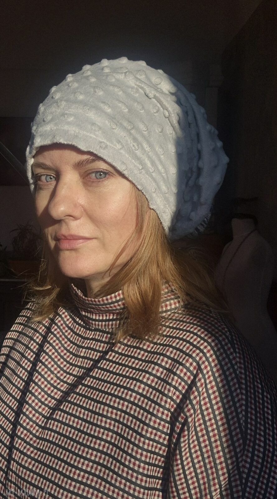 Szara czapka Smerfetka na podszewce - rozmiar uniwersalny