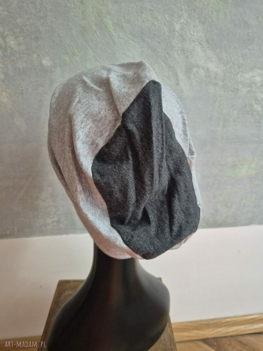 Czapka szara unisex Smerfetka bez podszewki - ręcznie dziana na co dzień