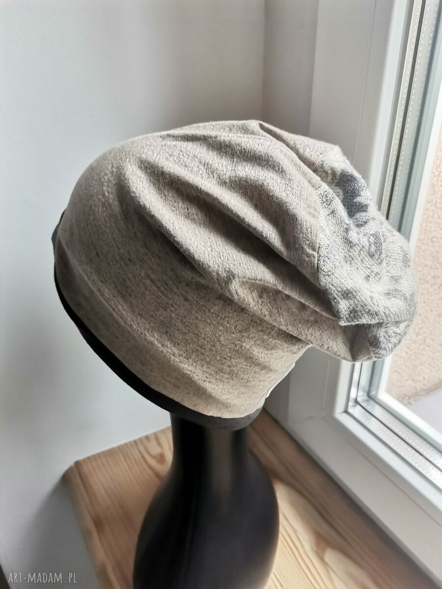 Czapka szara na podszewce - rozciągliwa i uniwersalna handmade