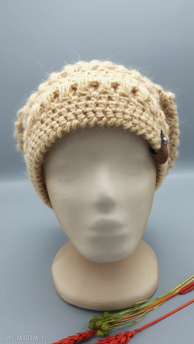 Czapka szydełkowa „Cappuccino” - beanie kubanka na głowę