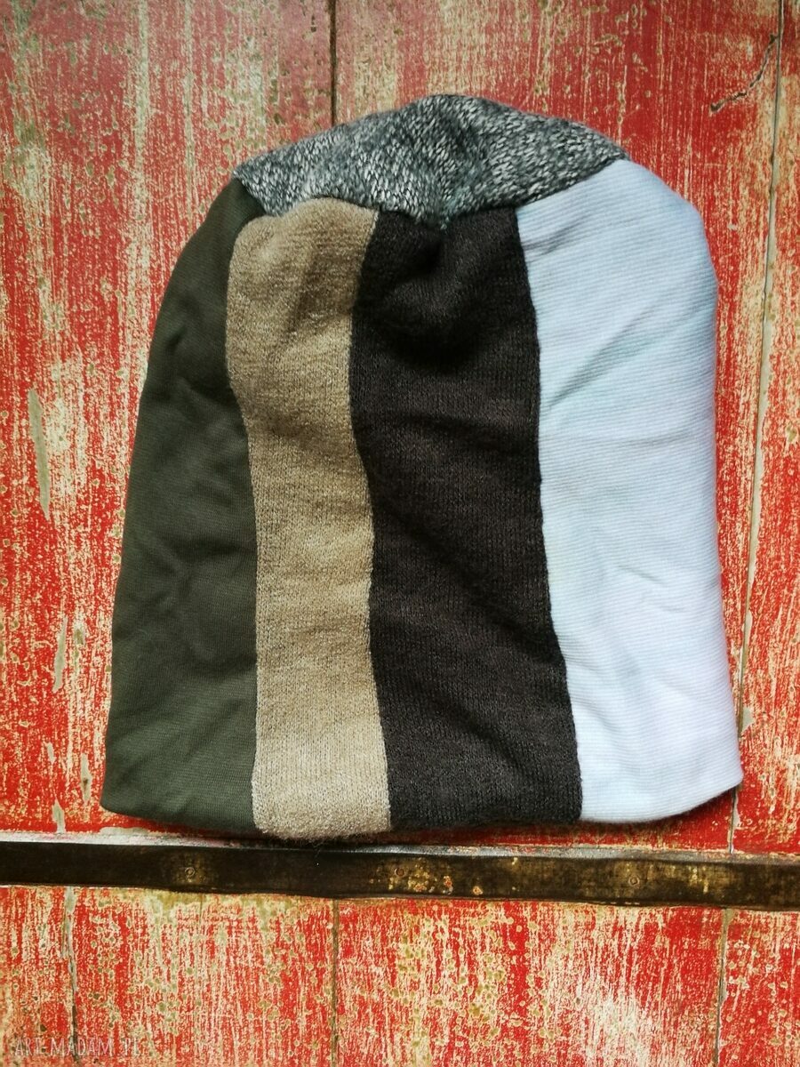 Ręcznie szyta czapka patchworkowa Smerfetka - etno-folk i boho