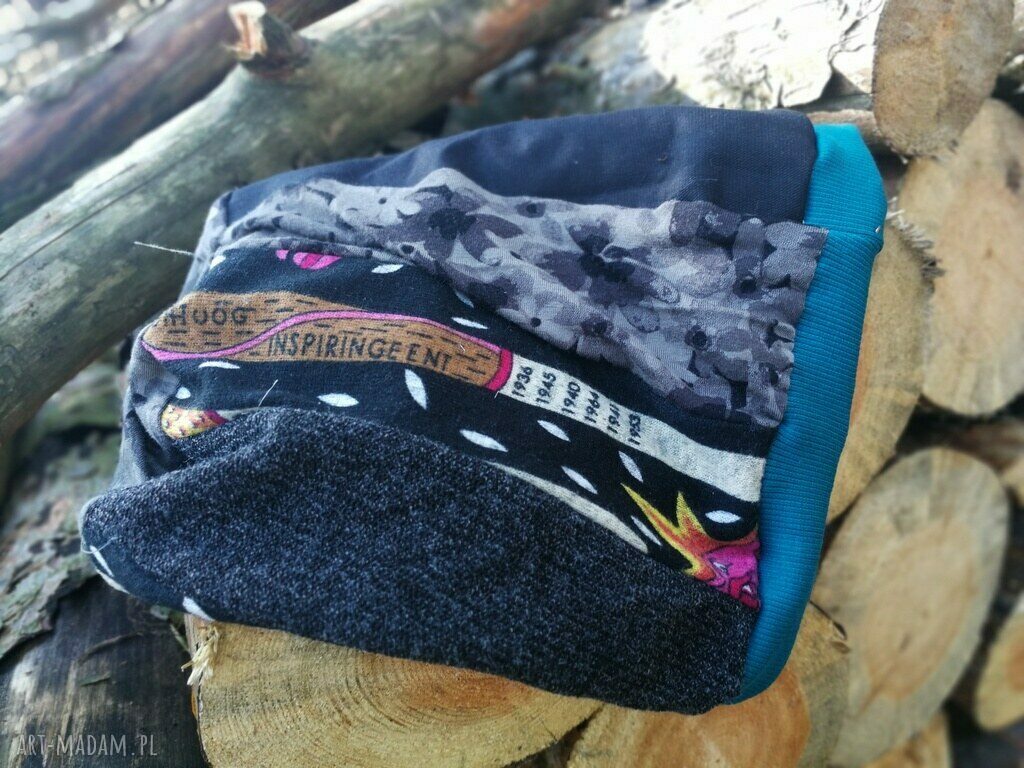 Czapka turbanowa Boho Etno z patchworku - wiosenna na podszewce (rozmiar uniwersalny)