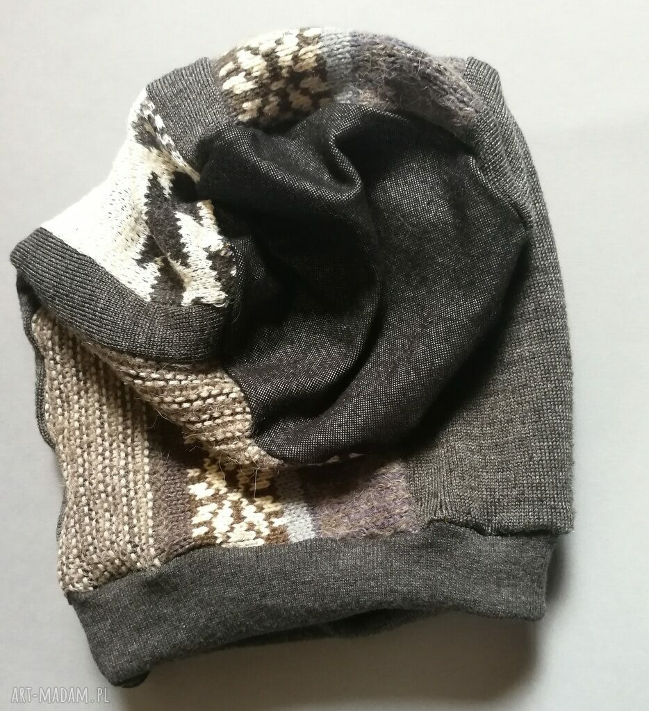 Czapka turbanowa etno boho patchwork - handmade na podszewce