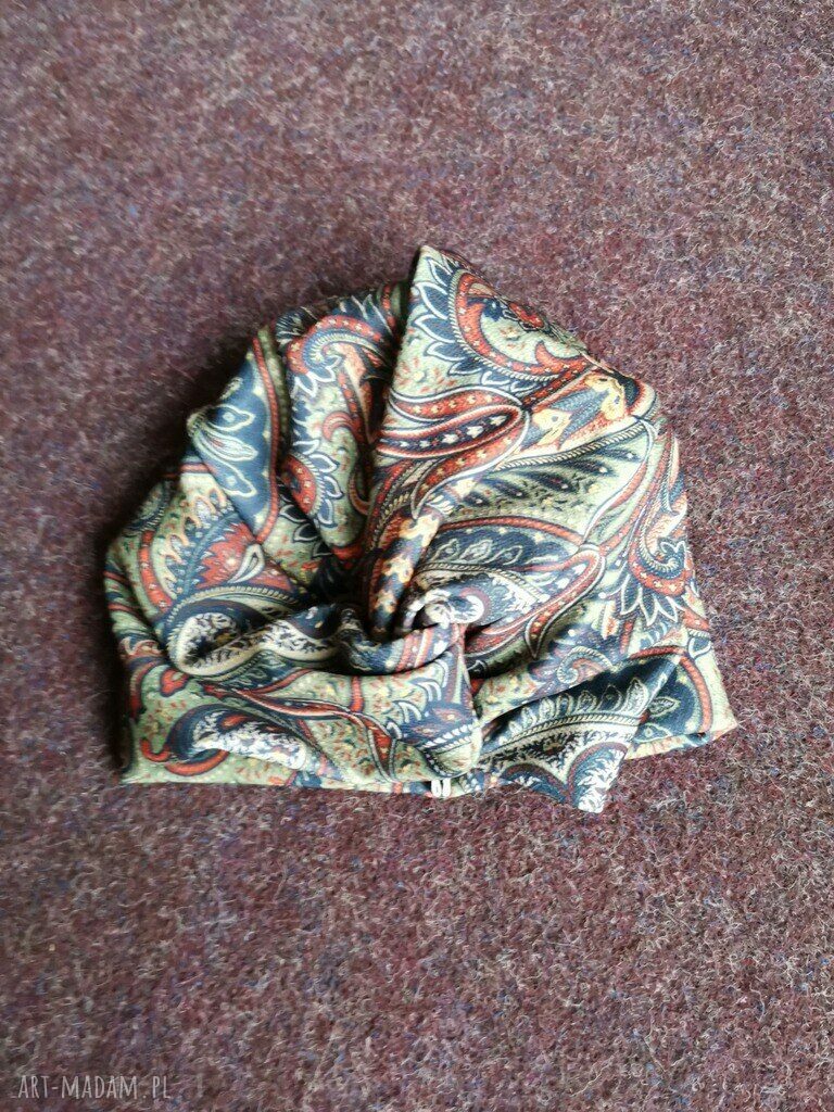 Czapka turbanowa etno-boho z motywem orientalnym - obwód 58-59 cm
