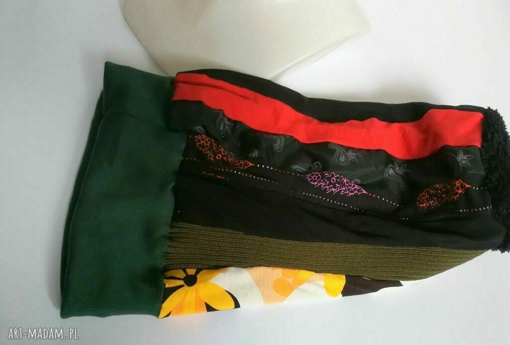 Czapka turbanowa etno boho patchwork - Box 44 na podszewce
