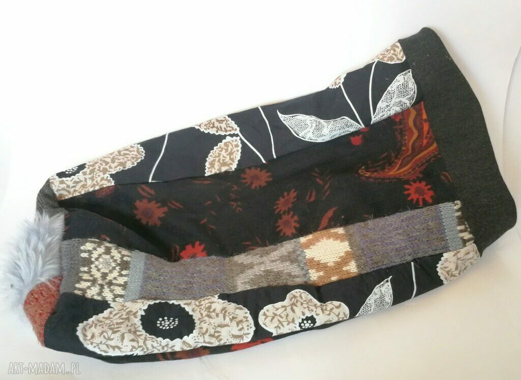 Czapka turbanowa Etno Boho Patchwork na podszewce, rozmiar 57-58 cm