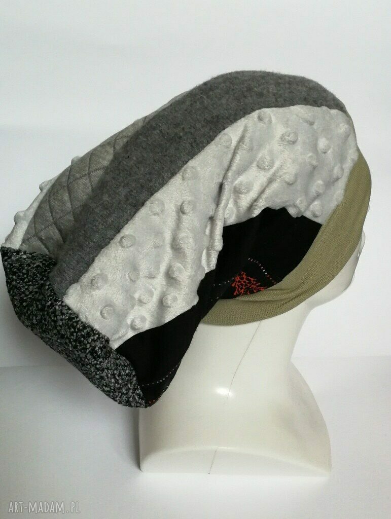 Czapka turbanowa etno boho patchwork w kolorowym folk - ręcznie szyta na podszewce