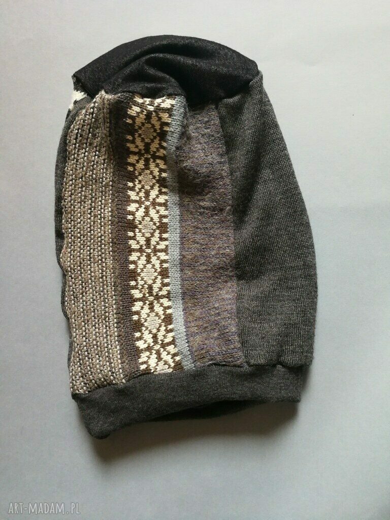 Czapka turbanowa etno boho patchwork - handmade na podszewce