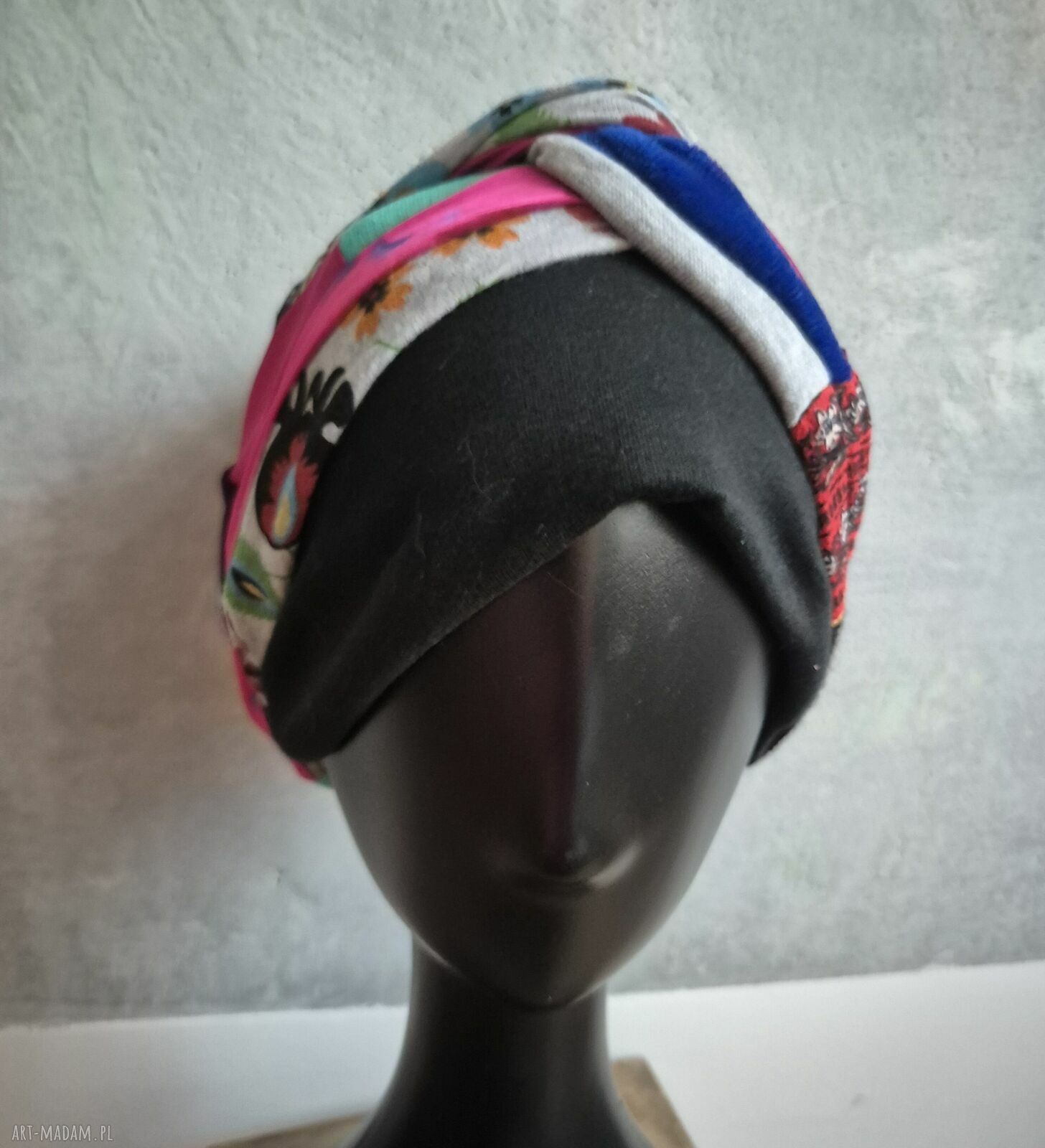 Ciepła czapka turbanowa na podszewce - uniwersalny rozmiar, handmade Ruda Klara