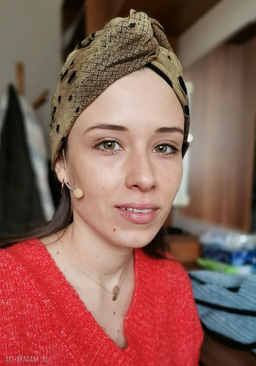 Czapka turbanowa etno boho - rozmiar uniwersalny (handmade)