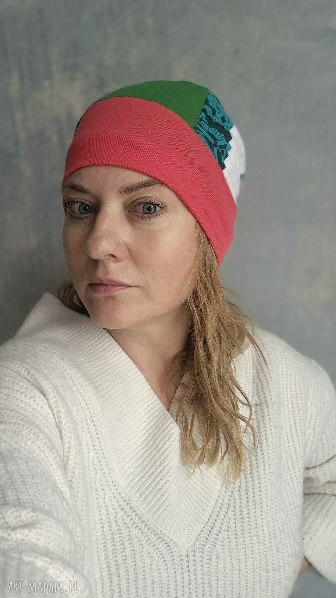 Kolorowa czapka turbanowa na podszewce - rozmiar uniwersalny