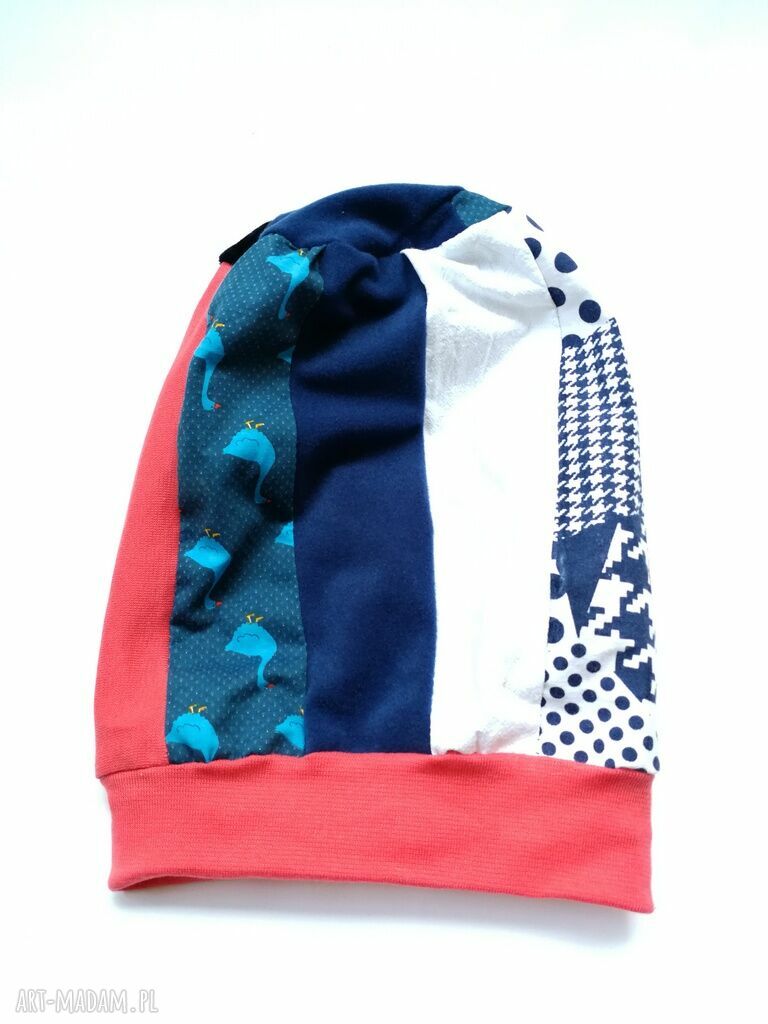 Czapka turbanowa etno-boho patchwork na podszewce - jesienna, ręcznie szyta