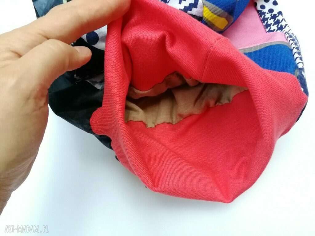 Czapka turbanowa etno boho patchwork - handmade na podszewce (rozmiar uniwersalny)