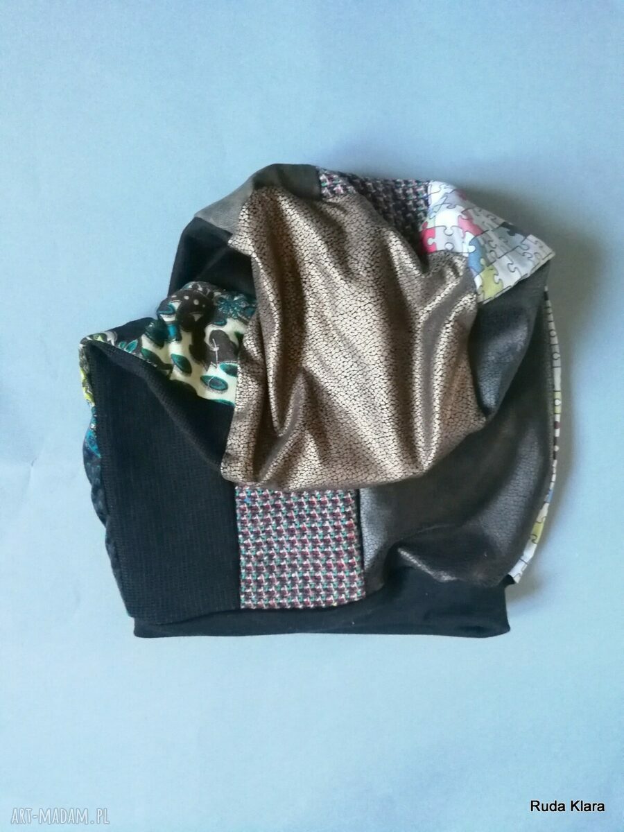 Czapka turbanowa etno boho patchwork - box T1 na podszewce (ręcznie robiona)