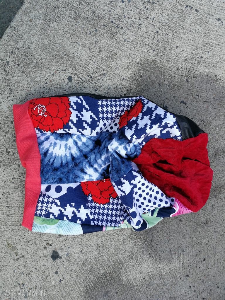 Czapka turbanowa etno boho w kwiaty - patchwork na podszewce