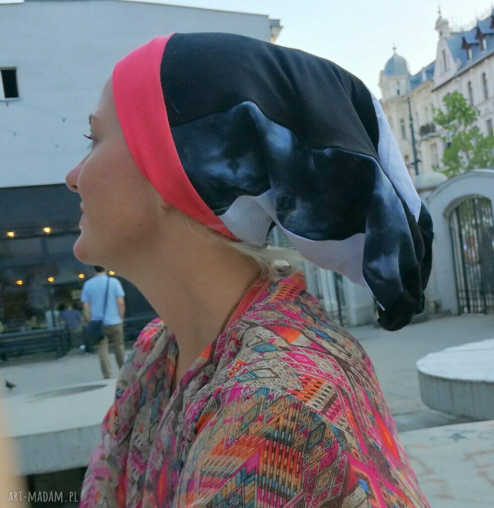 Kolorowa czapka turbanowa etno boho patchwork na podszewce