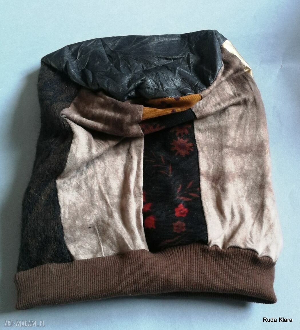 Czapka turbanowa etno boho patchwork - box T1 na podszewce (ręcznie robiona)