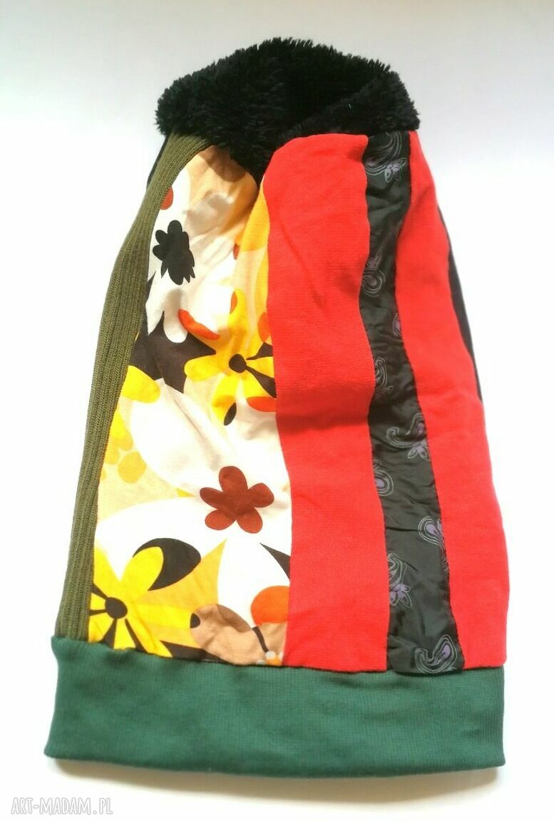 Czapka turbanowa etno-boho w patchworku - na podszewce, rozmiar uniwersalny