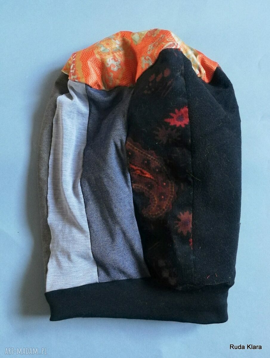 Czapka turbanowa etno boho patchwork Box T1 na podszewce (59 cm)