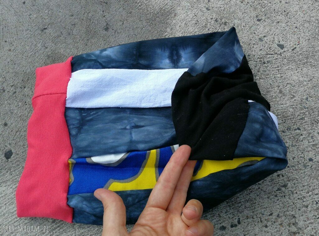 Kolorowa czapka turbanowa etno boho patchwork na podszewce