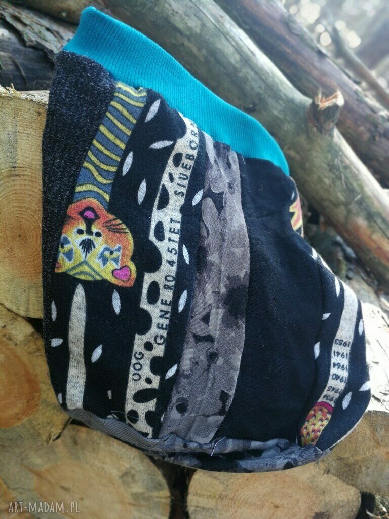 Czapka turbanowa Boho Etno z patchworku - wiosenna na podszewce (rozmiar uniwersalny)