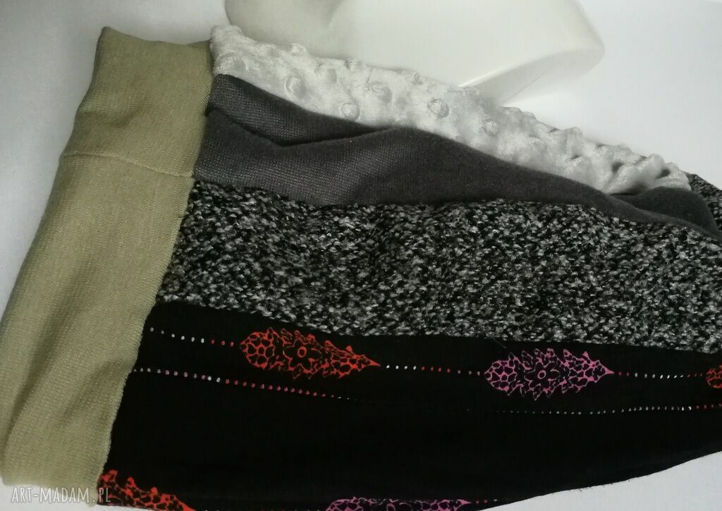 Czapka turbanowa etno boho patchwork w kolorowym folk - ręcznie szyta na podszewce