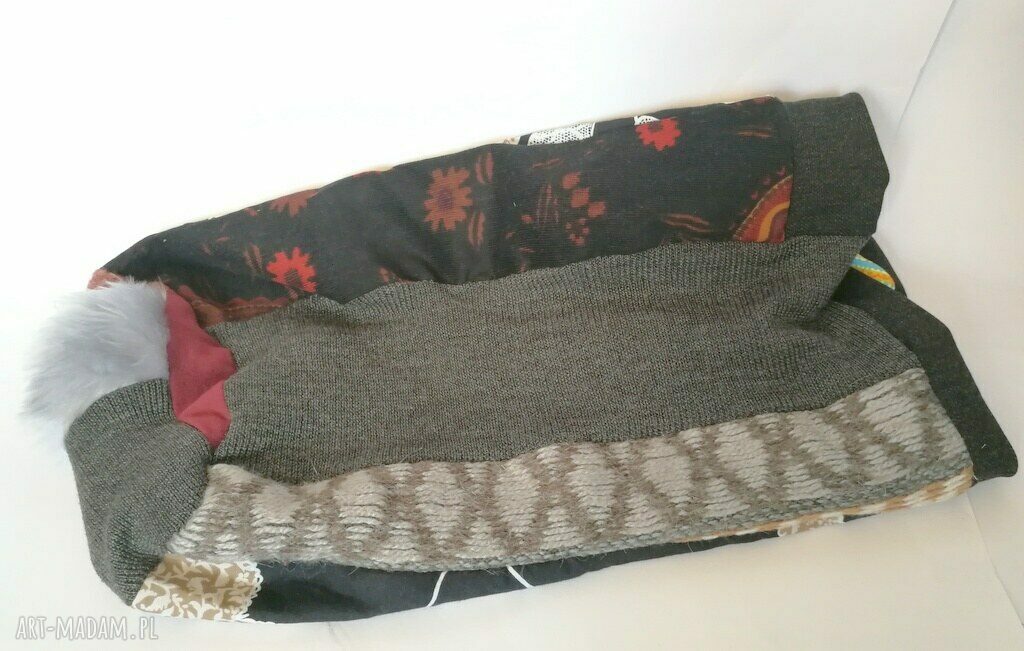 Czapka turbanowa Etno Boho Patchwork na podszewce, rozmiar 57-58 cm