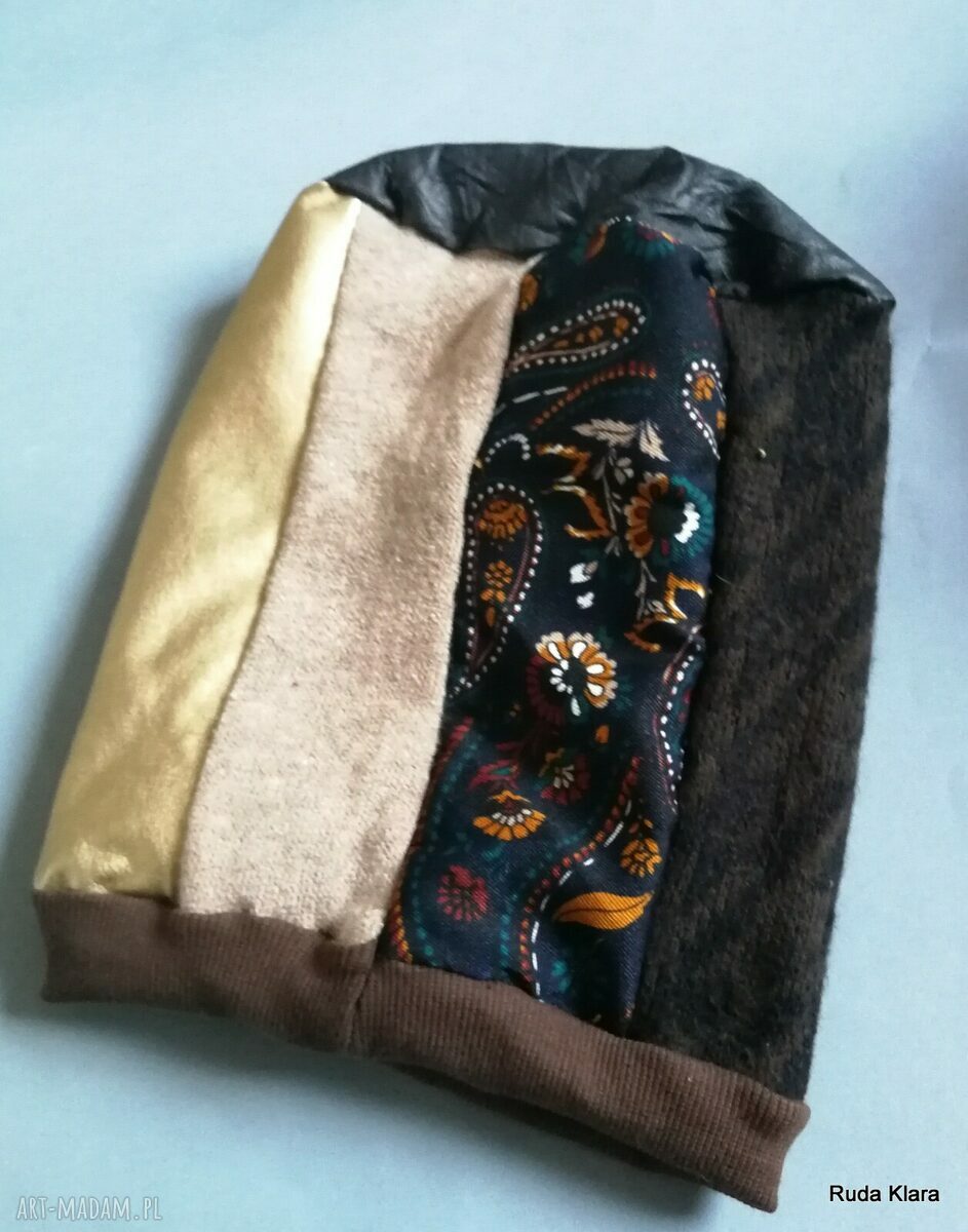Czapka turbanowa etno boho patchwork - box T1 na podszewce (ręcznie robiona)