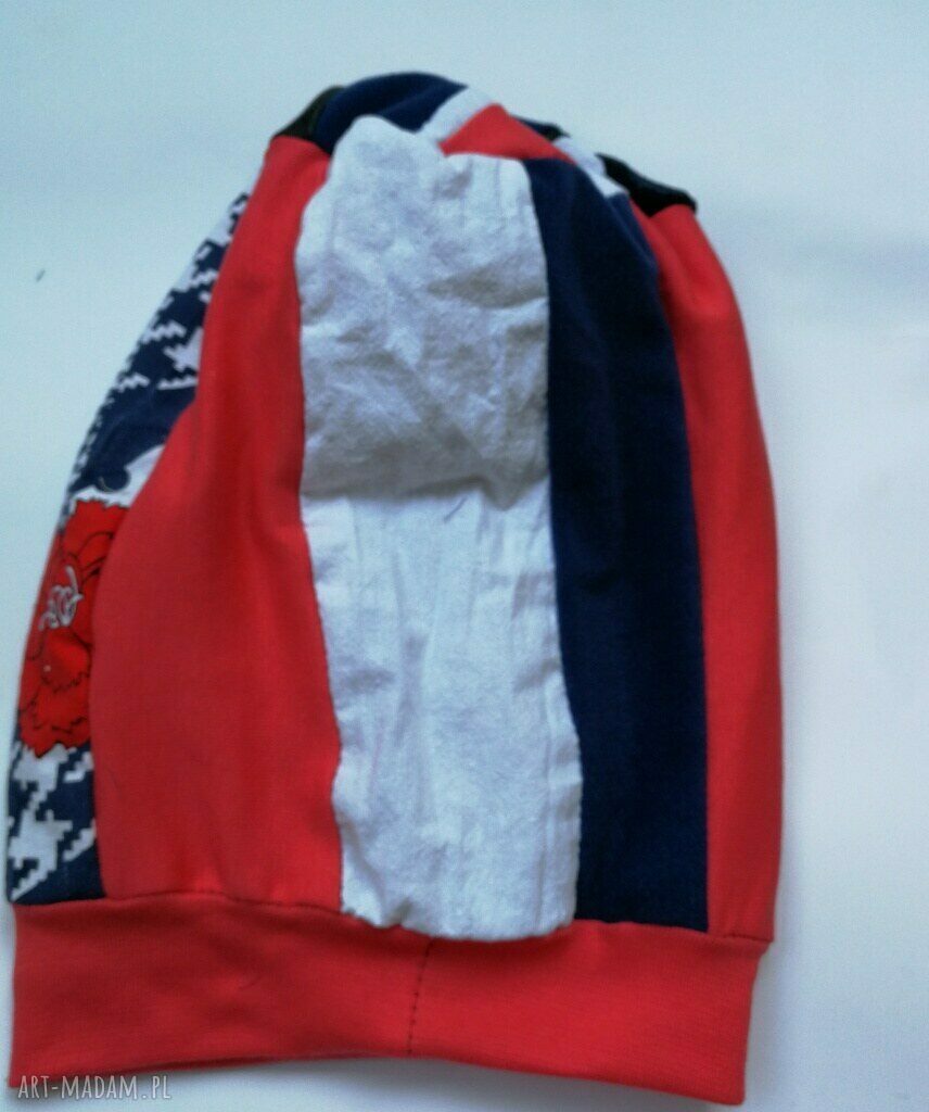 Czapka turbanowa etno-boho patchwork na podszewce - jesienna, ręcznie szyta