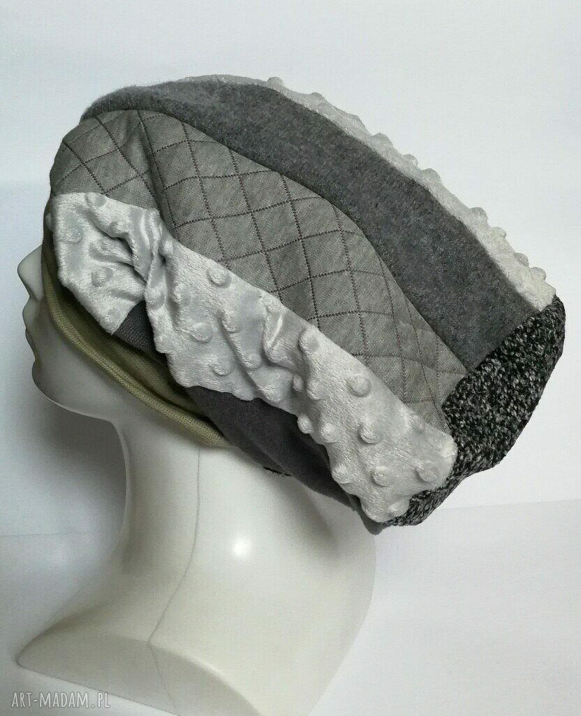 Czapka turbanowa etno boho patchwork w kolorowym folk - ręcznie szyta na podszewce