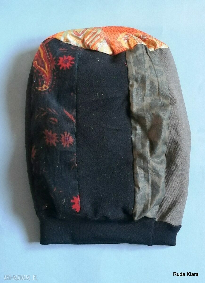 Czapka turbanowa etno boho patchwork Box T1 na podszewce (59 cm)
