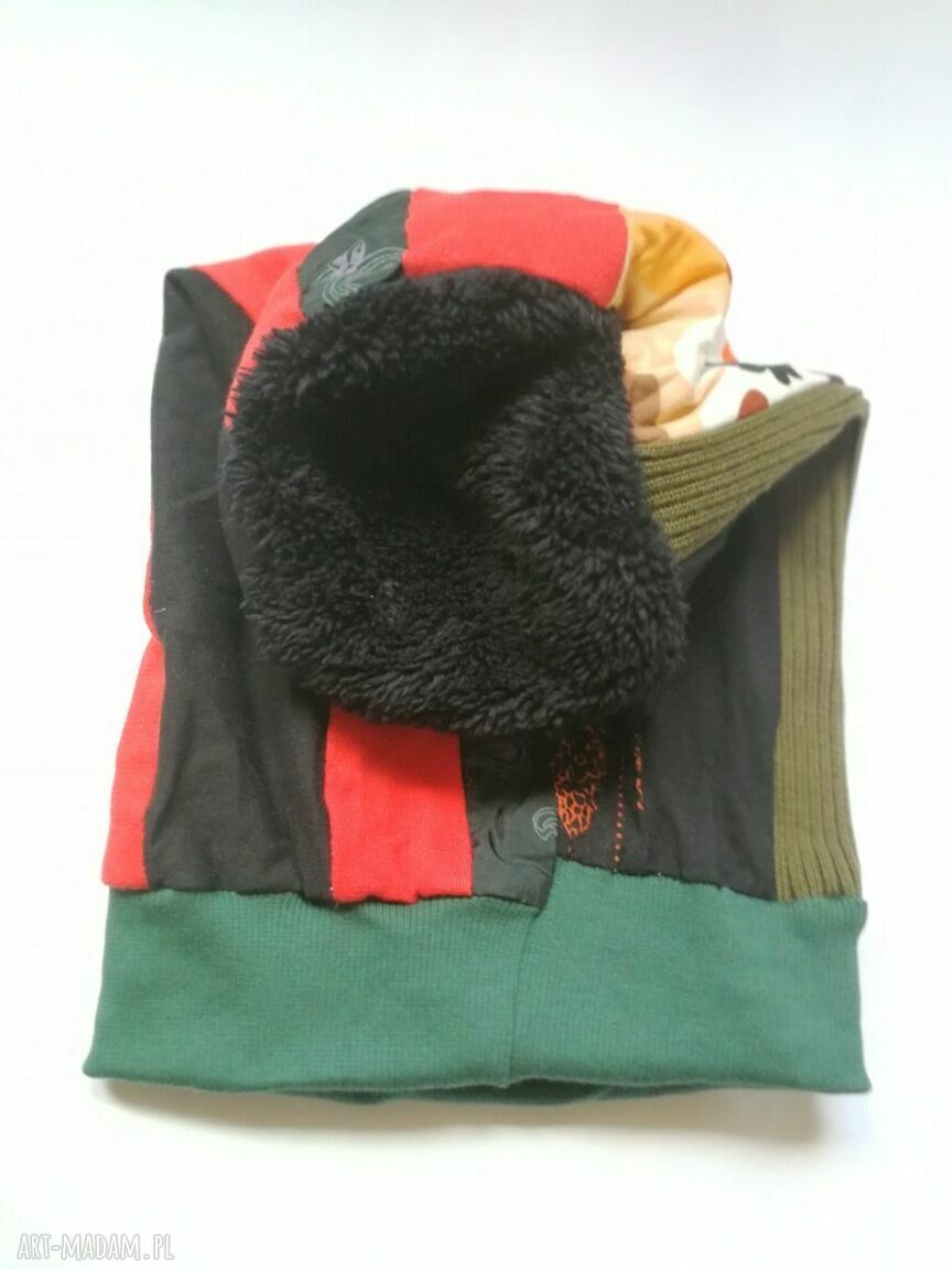 Czapka turbanowa etno-boho w patchworku - na podszewce, rozmiar uniwersalny