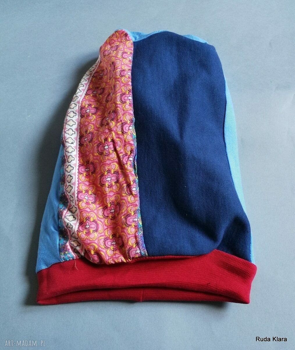 Czapka turbanowa etno boho patchwork na podszewce (58-59 cm)