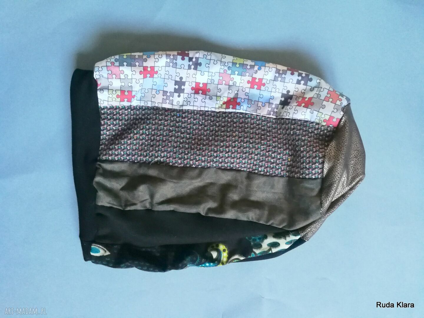 Czapka turbanowa etno boho patchwork na podszewce - ręcznie szyta