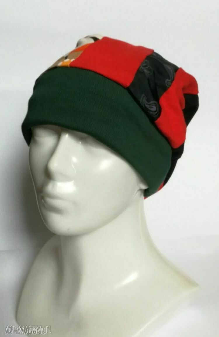 Czapka turbanowa etno boho patchwork - Box 44 na podszewce