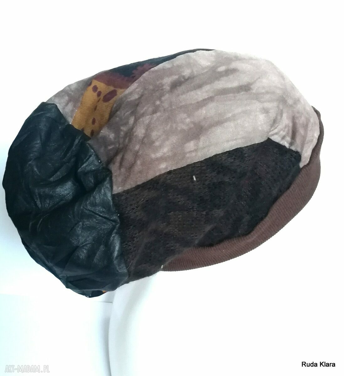 Czapka turbanowa etno boho patchwork - box T1 na podszewce (ręcznie robiona)
