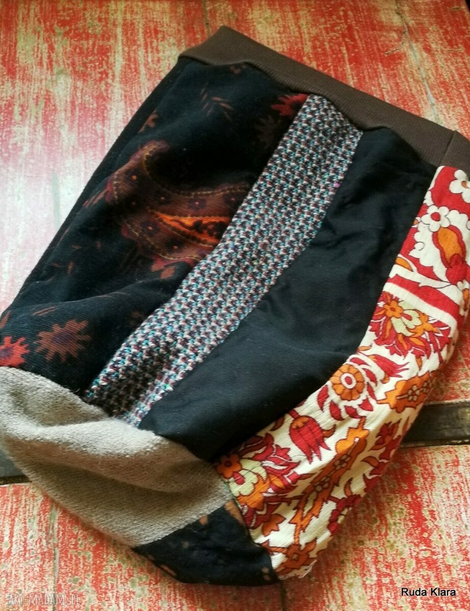 Czapka turbanowa etno boho - wiosenna patchwork na podszewce, rozmiar 58-59 cm