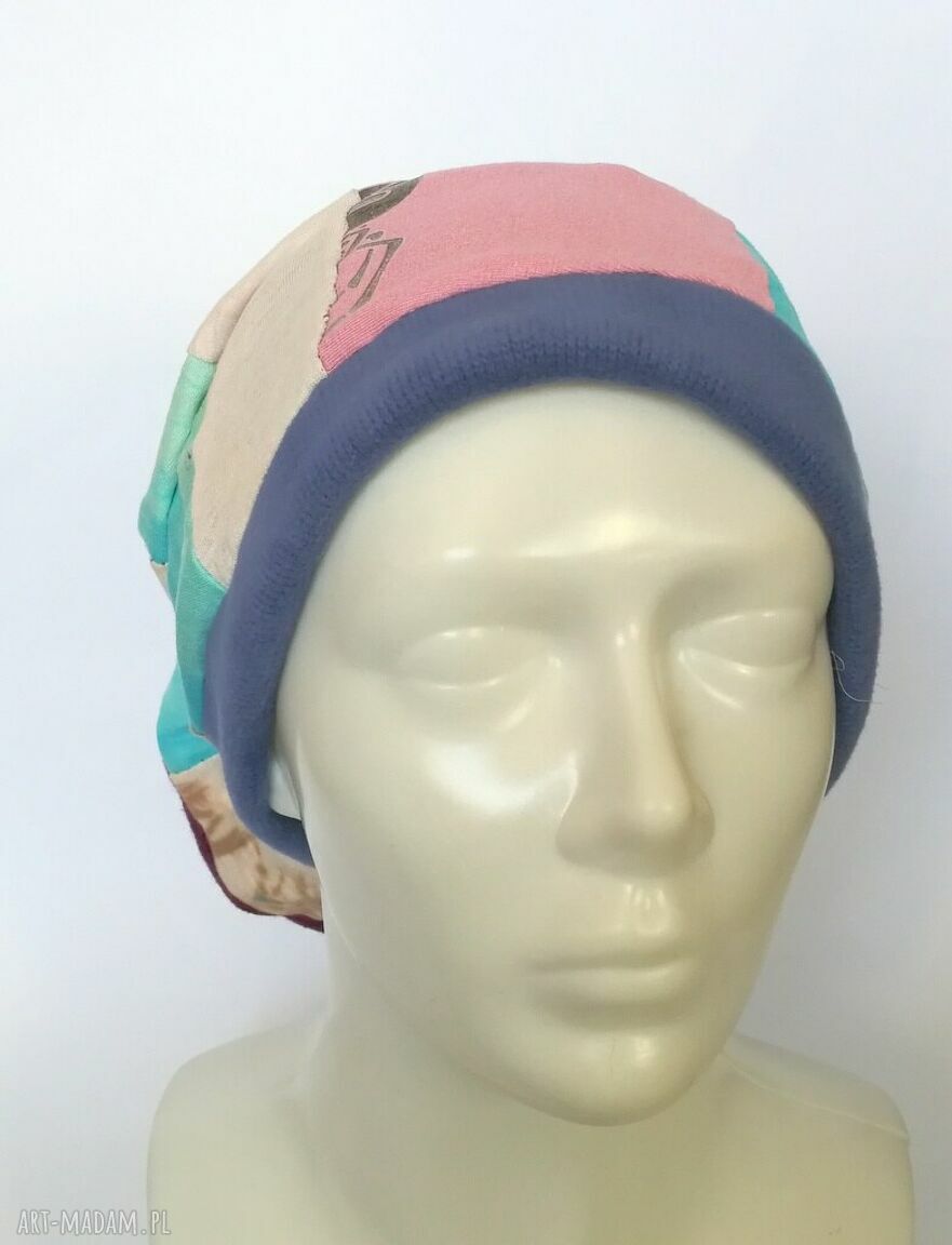 Czapka turbanowa etno boho wiosenna patchwork - na podszewce, rozmiar 57-59 cm