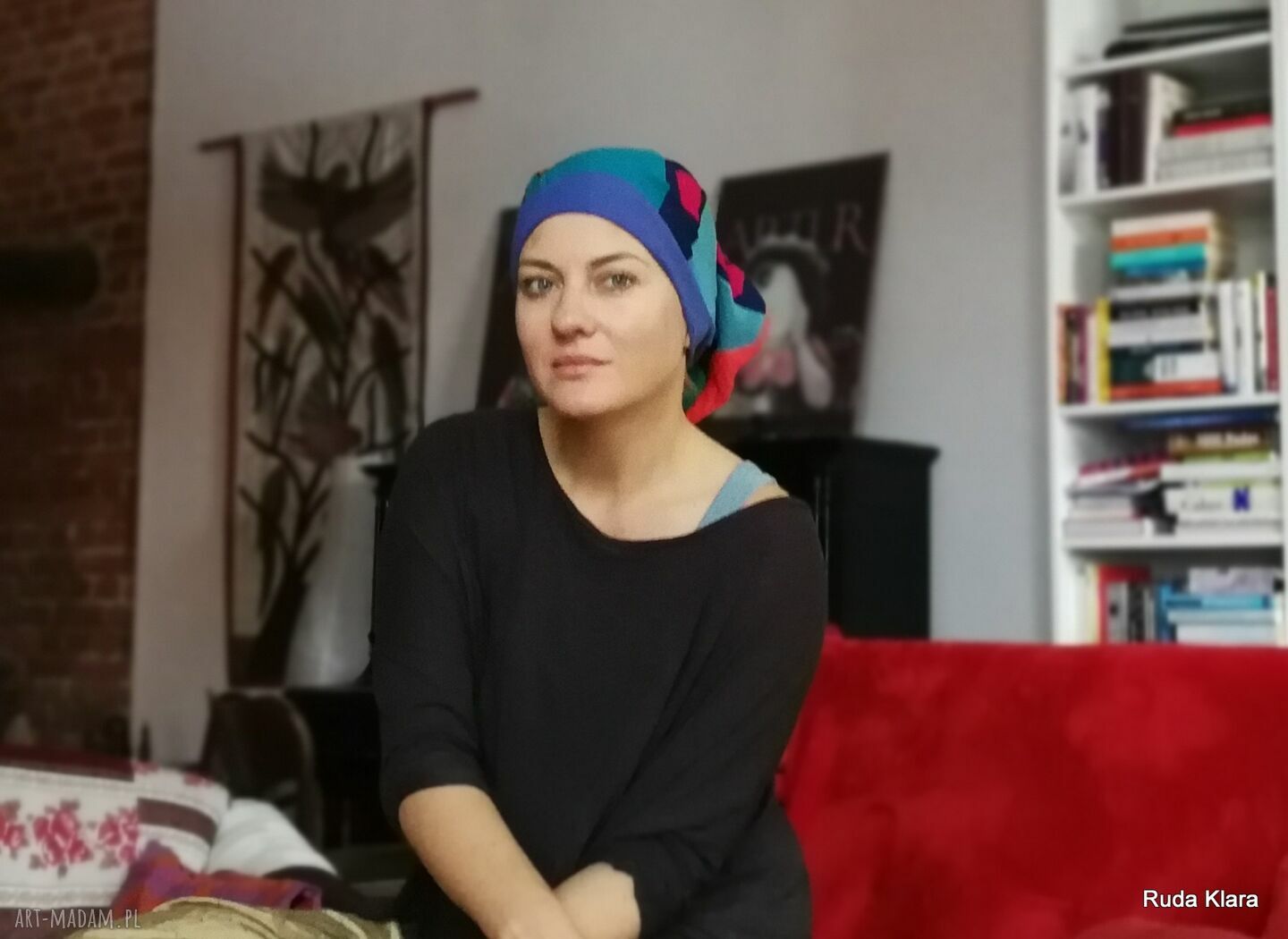 Czapka turbanowa Etno Boho Patchwork - ręcznie szyta na podszewce