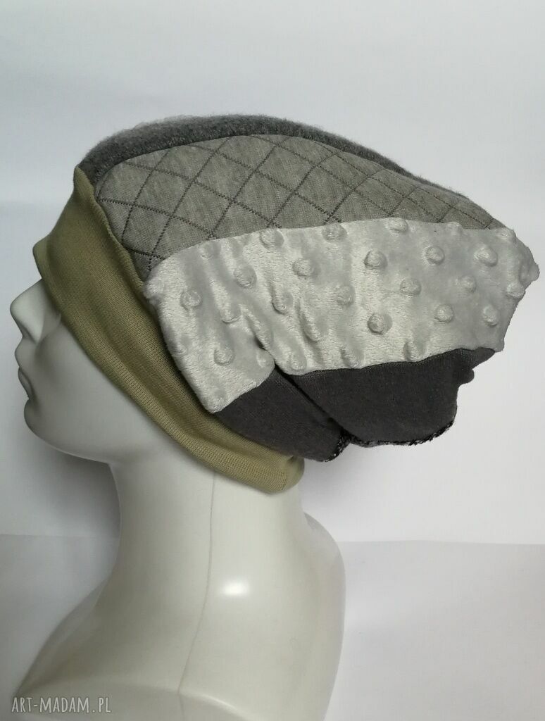 Czapka turbanowa etno boho patchwork w kolorowym folk - ręcznie szyta na podszewce