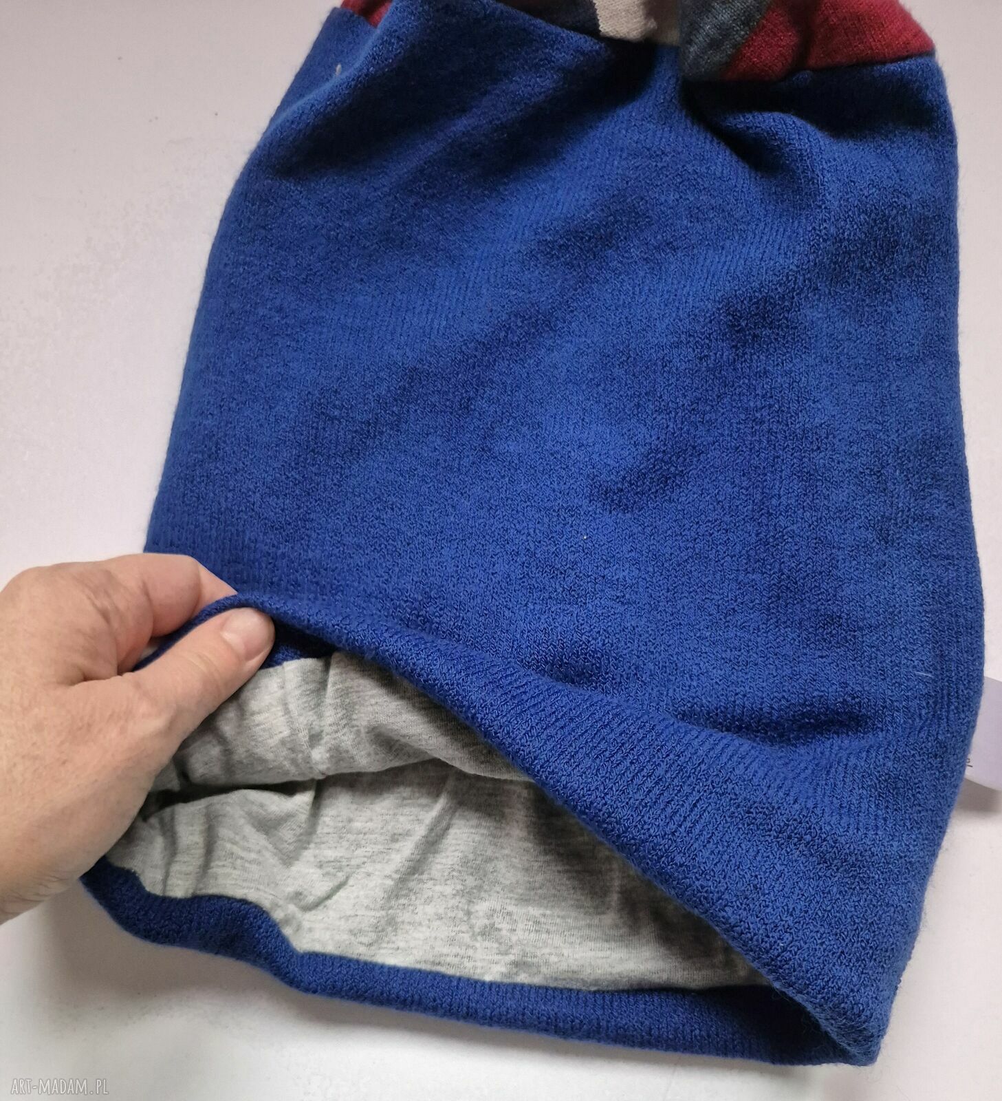 Czapka Turkusowa Smerfetka na Podszewce - ręcznie szyta w jednym egzemplarzu