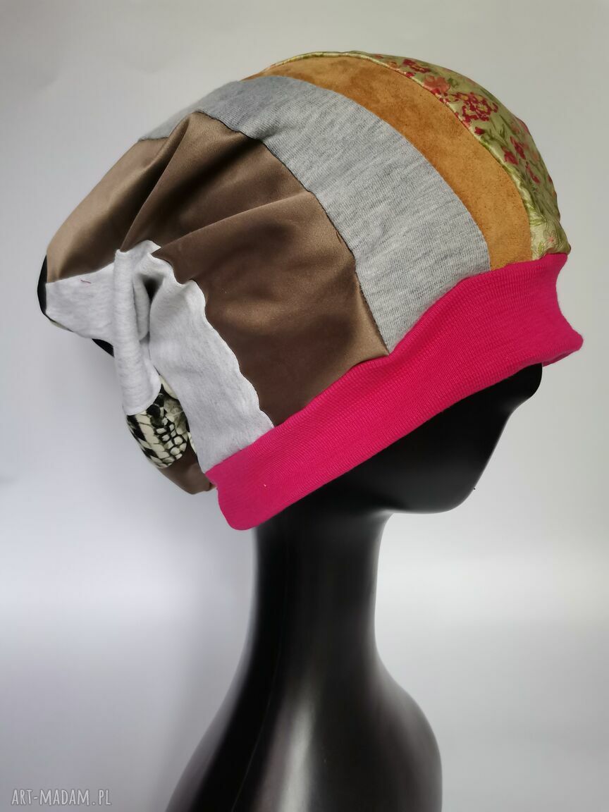 Czapka U Belli patchworkowa na podszewce dla kobiet - one size