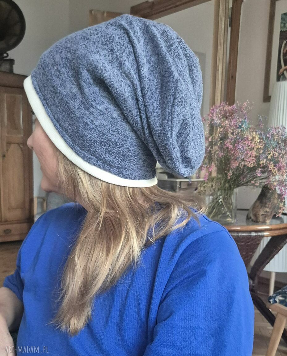 Czapka unisex etno folk 59-60 cm na podszewce - miękka i ciepła