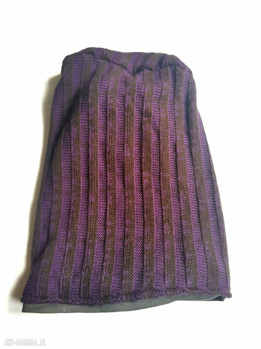 Fioletowa czapka smerfetka na dredy - unisex, duży obwód 62-63 cm (podszewka)