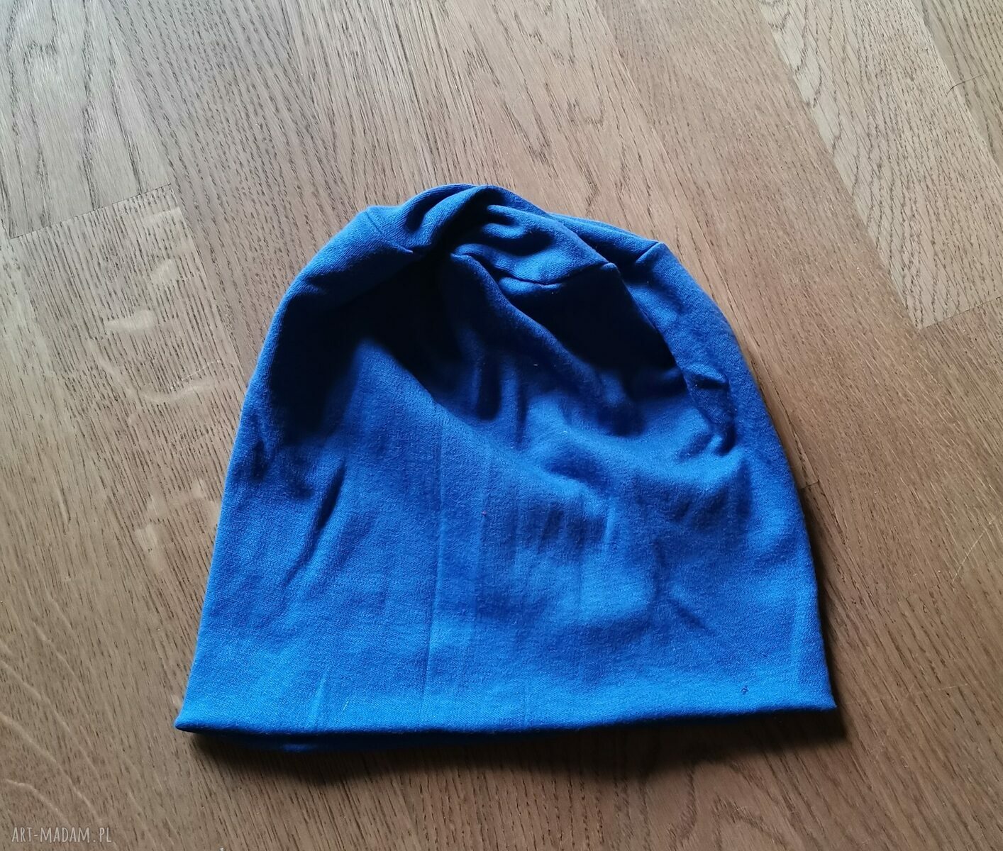Czapka unisex na podszewce w kolorze niebieskim - handmade