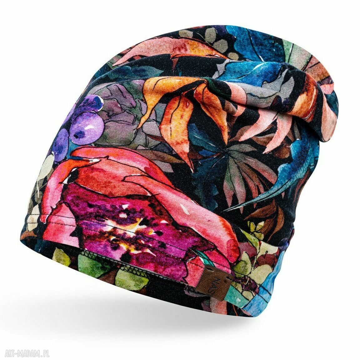 Czapka unisex jesienna cieplutka smerfetka damska beanie beżowa